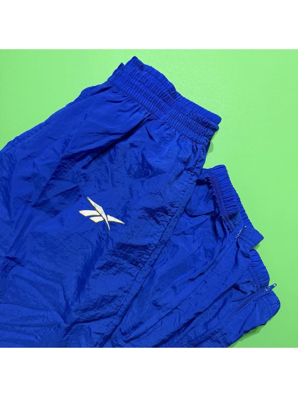 Reebok Rare Vintage Logo Blue white Windbreaker Pants Men Large